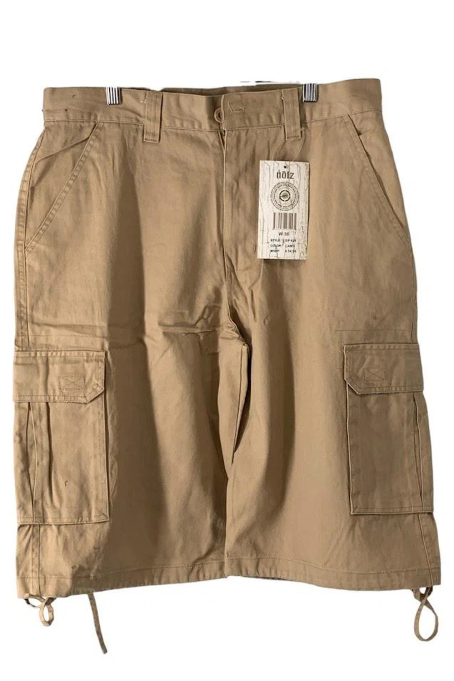 Noiz Men's Cotton Regular Fit Cargo Shorts Brown - Regular